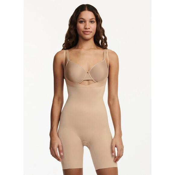 Chantelle Other - Chantelle Basic Shaping Open Bust Mid Thigh Shaper Nude Sand US Size XL EUC